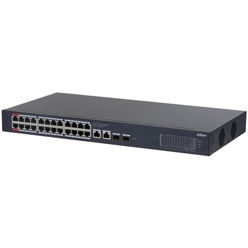 Dahua 28 Port Layer 2 Cloud Managed Network Switch with 24 PoE Ports plus 2 Gigabit Uplink Ports and 2 SFP Ports - DH-CS4228-24GT-240