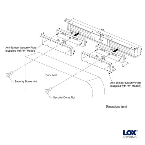 LOX Double Electro Magnetic Lock Slimline 280kg Non-Monitored - EM3500D