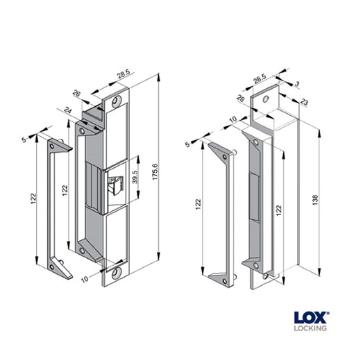 LOX ES20M High Security Electric Strike 10-30VDC Monitored 4 Hour Fire Rated - ES20M