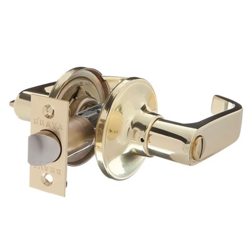 BRAVA Urban LN Series Tiebolt Privacy Lever Set Adjustable 60/70mm Backset Polished Brass - LN701B