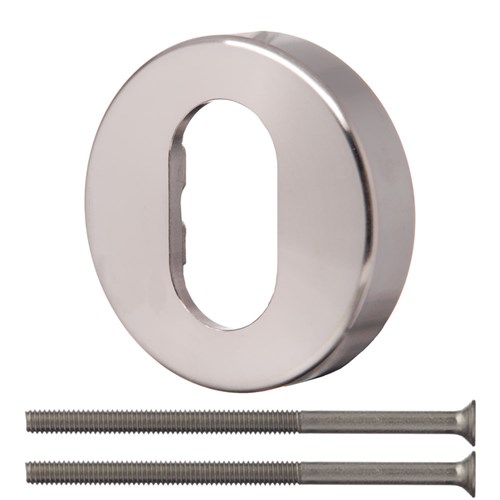 Lockwood Furniture 1370 Series Oval Cylinder Escutcheon - Grub Screw Fix Satin Chrome - 1376/ESC