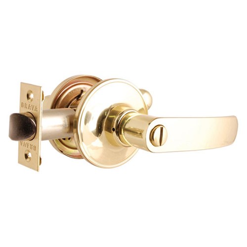 BRAVA Urban LYR Series Tiebolt Privacy Lever Set Adjustable 60/70mm Backset Polished Brass - LYR701B