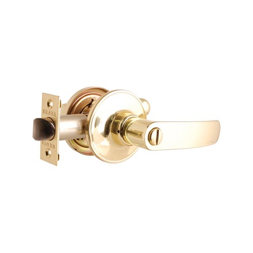 BRAVA Urban LYR Series Tiebolt Privacy Lever Set Adjustable 60/70mm Backset Polished Brass - LYR701B