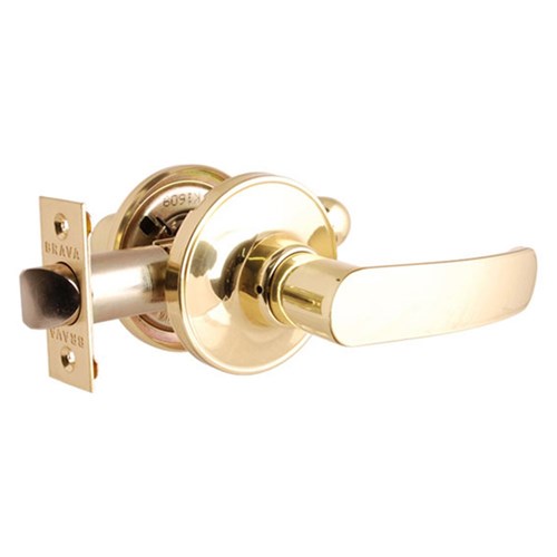 BRAVA Urban LYR Series Tiebolt Passage Lever Set Adjustable 60/70mm Backset Polished Brass - LYR703B