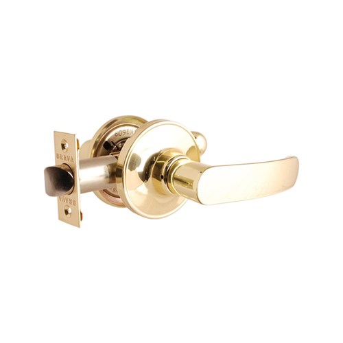 BRAVA Urban LYR Series Tiebolt Passage Lever Set Adjustable 60/70mm Backset Polished Brass - LYR703B