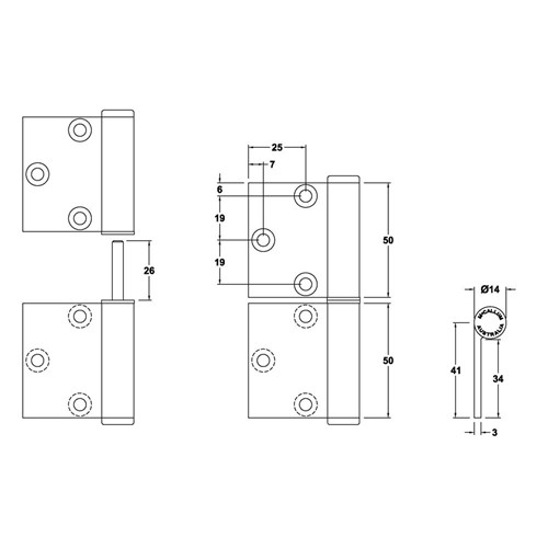 MCCALLUM HINGE A102 RH SNA  109x40MM
