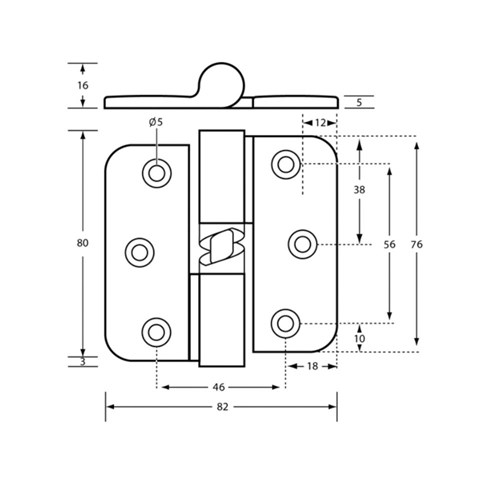 Metlam 106C Gravity Hinge Left Hand Hold Open Concealed Screw Fix Antimicrobial Finish - 106C_LHHO_ANMB