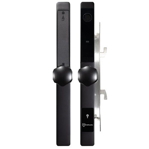 McGrath A231 Slimline Digital Lock, Hexagon Handle, Black Finish with Euro Style 28mm Backset Hook Bolt Mortice Lock, Suits Sliding Doors