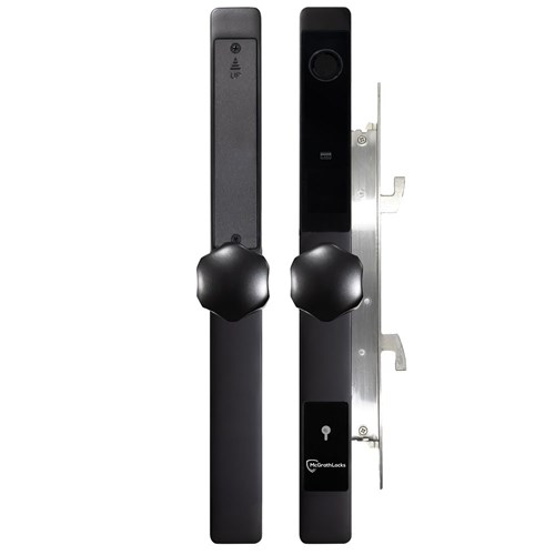 McGrath A231 Slimline Digital Lock, Hexagon Handle, Black Finish with Euro Style 35mm Backset Hook Bolt Mortice Lock, Suits Sliding Doors