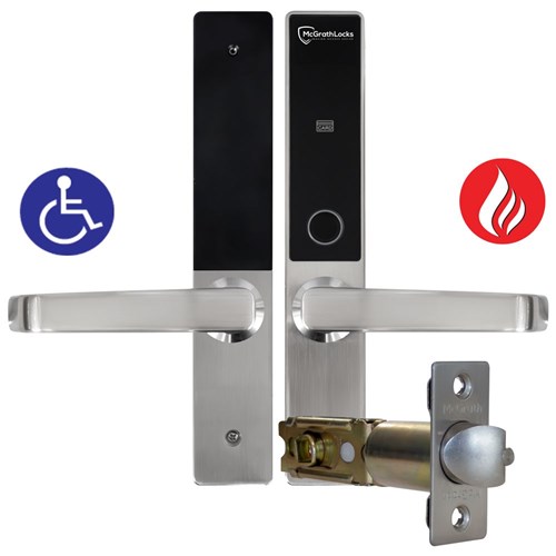 McGrath Hamilton Digital Lock With DDA Compliant Handles And 2 hour Fire Rating, Satin Nickel Finish with 60/70mm Adjustable Latch