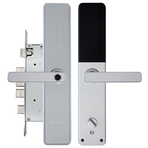 McGrath NX6 Digital Lock, Nickel Silver Finish with Euro Style 60mm Backset Mortice Lock