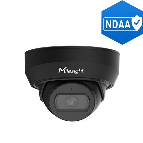 Milesight AI Mini Series 5MP Black Mini Dome Network Camera with 2.8mm Fixed Lens, NDAA Compliant, IP67 and IK10 - MS-C5375-PD/BLK