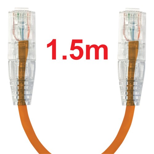 Neptune Cat6 Ultra-Thin Patch Lead, 1.5m, Orange