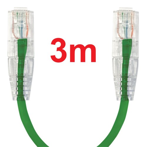 Neptune Cat6 Ultra-Thin Patch Lead, 3m, Green