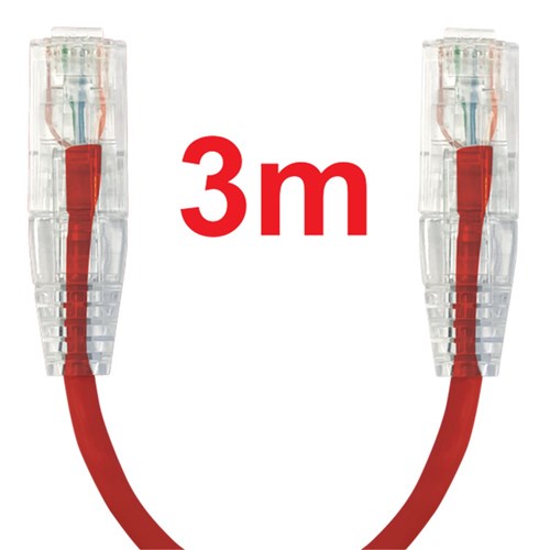 Neptune Cat6 Ultra-Thin Patch Lead, 3m, Red