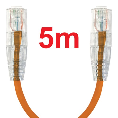 Neptune Cat6 Ultra-Thin Patch Lead, 5m, Orange