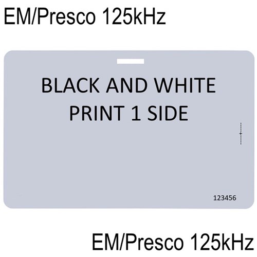 Neptune ISO Card EM/Presco 125kHz Black and White Print 1 Side with slot punch - long side