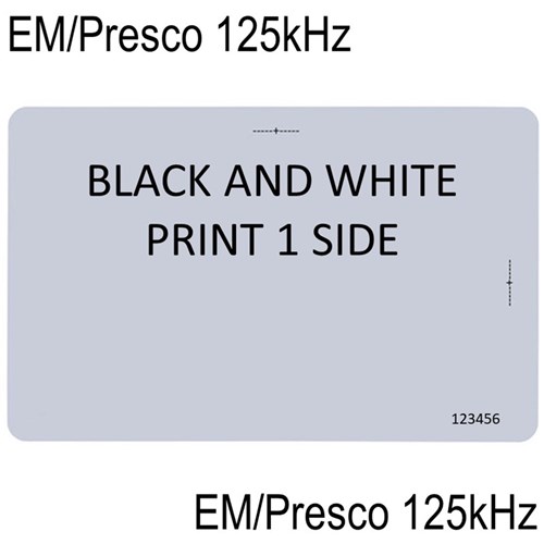 NEPTUNE ISO Card EM/Presco 125kHz Black and White Print 1 Side with slot punch guides