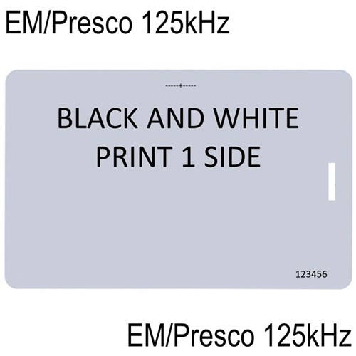 Neptune ISO Card EM/Presco 125kHz Black and White Print 1 Side with slot punch - short side