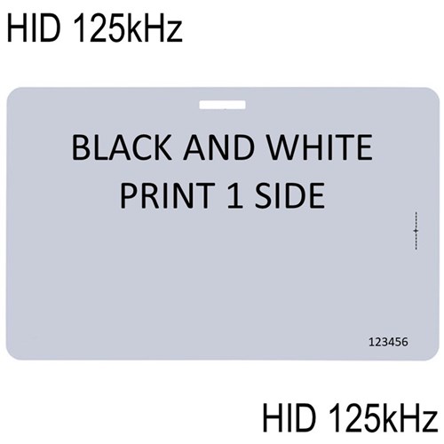 Neptune ISO Card HID 125kHz Black and White Print 1 Side with slot punch - long side