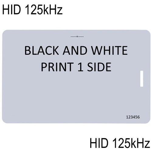 Neptune ISO Card HID 125kHz Black & White Print 1 Side With Slot Punch – Short Side