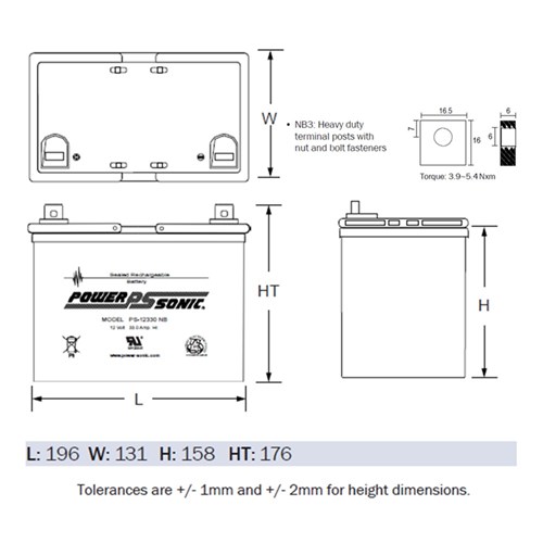 12 Volt 33Ah Battery Valve Regulated Lead-Acid Battery