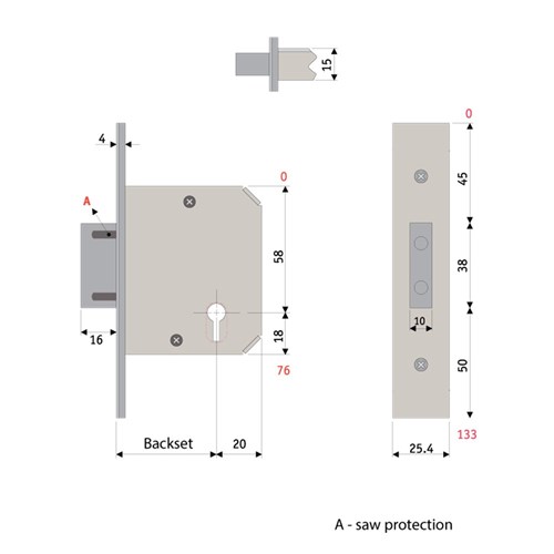 PROTECTOR 701 Series 5 Lever Mortice Deadbolt Backset 45mm Satin Brass - 791-2.5-SBF