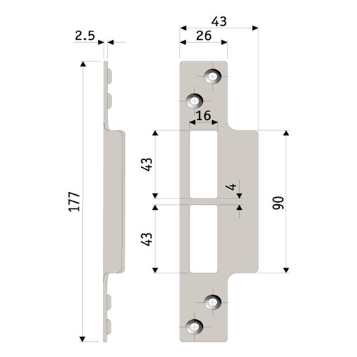 PROTECTOR 748 Series Flat Strike Satin Stainless - 735-SP-SSF