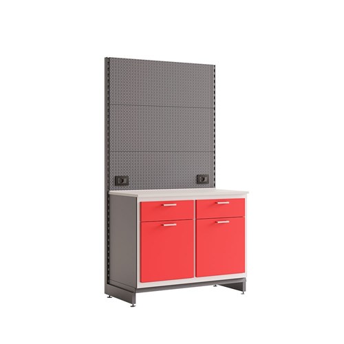 Silca Point Shop Display Unit Double Cabinet with Backing Board with 2 Doors and Drawers and 2 Shelves 103cm - ASP3007