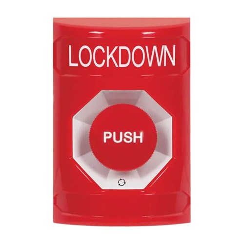 STI STOPPER STATION TURN TO RESET BUTTON, RED, LOCKDOWN LABEL