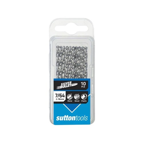 Sutton Silver Bullet Jobber Drill Bit HSS, Hang Pack of 10, 7/64