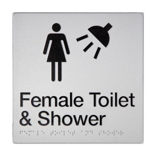 TTSM SIGN FEMALE TOILET &  SHOWER SIL/BLK