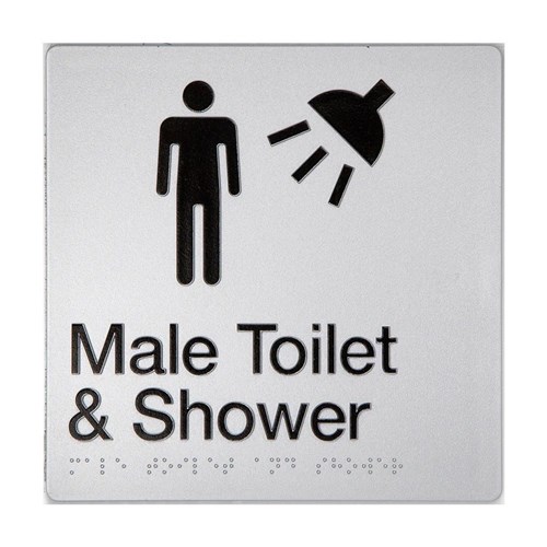 TTSM SIGN MALE TOILET & SHOWER  SIL/BLK