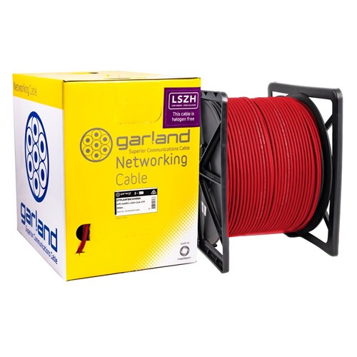 Garland Cat6 Red UTP Low Smoke Zero Halogen 305m Box - UTPL6HFRD305RBB