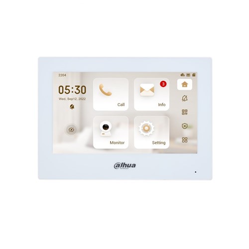 Dahua IP Indoor 7inch Residential/Apartment Intercom Touch Screen Monitor, White - DHI-VTH2621GW-P