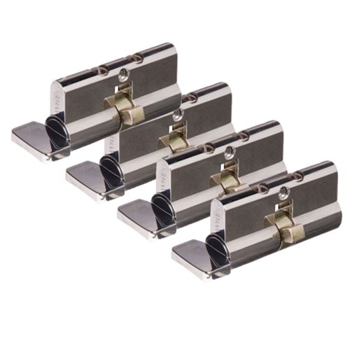 Whitco Euro Single Cylinder and Turn LW4 Profile KA Pack of 4 with Lazy Cam Chrome Plate 62.5mm - W845904